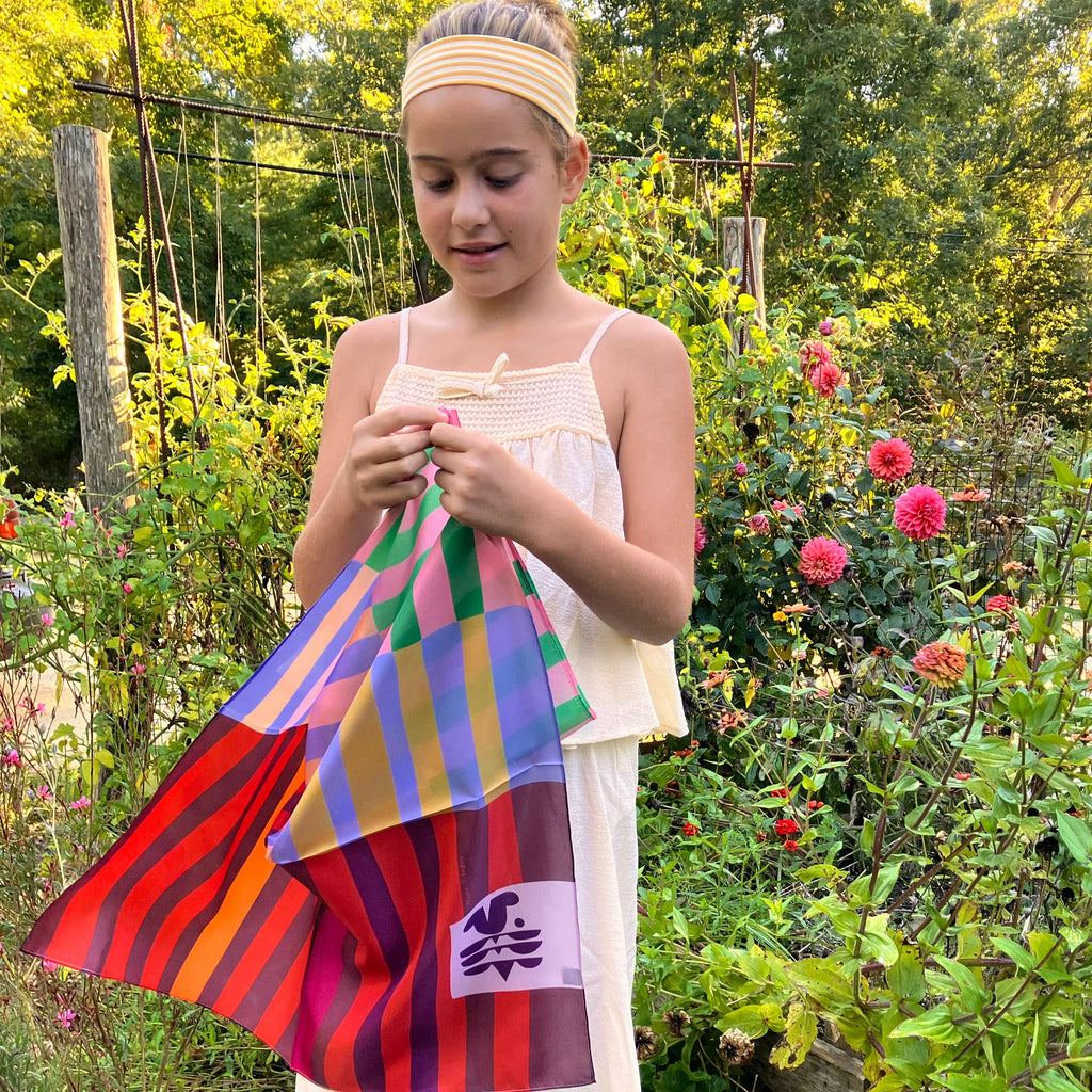 Red Colorblock Scarf | Women's Scarf | 100% Silk Bandana