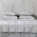 Linen Duvet - Graphite Ticking Stripe