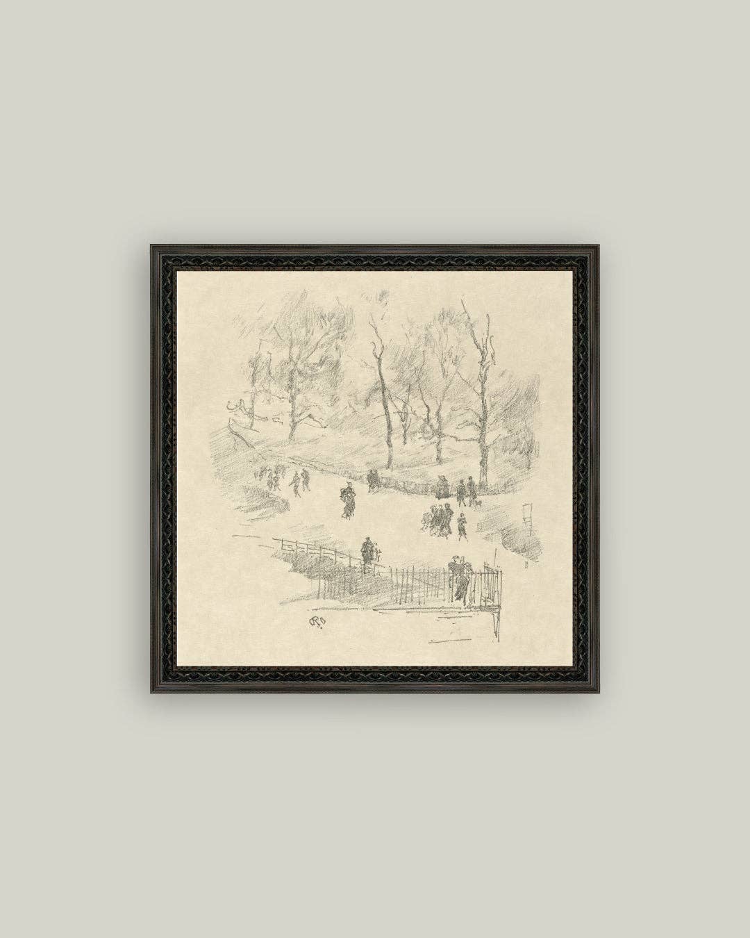 Kensington Gardens in Winter Framed Antique Art