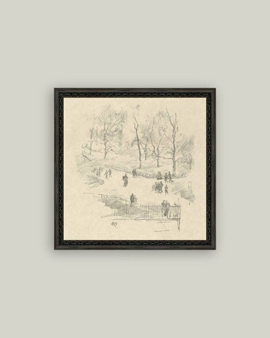 Kensington Gardens in Winter Framed Antique Art