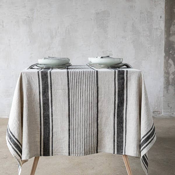 Linen Tablecloth Black Provence