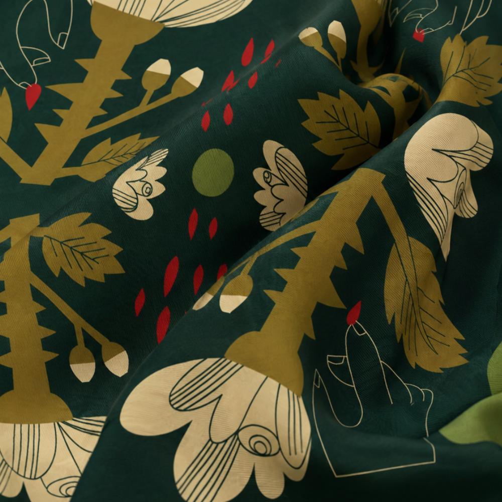 Green Rose and Thorn | Women's Silk Scarf | 26x26 Bandana