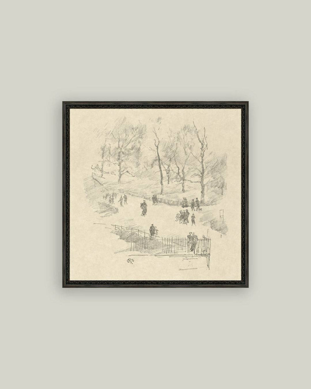Kensington Gardens in Winter Framed Antique Art