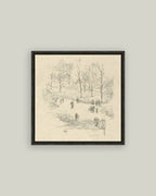 Kensington Gardens in Winter Framed Antique Art