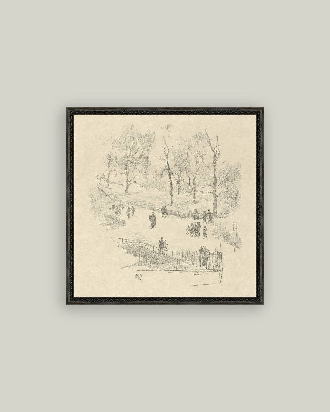 Kensington Gardens in Winter Framed Antique Art