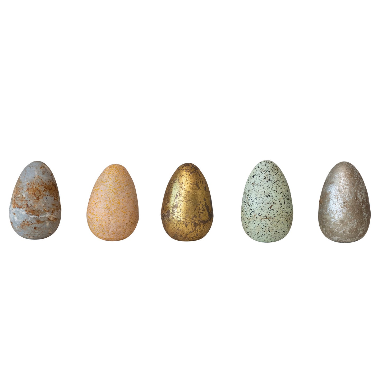 Hand-Painted Metal Egg, Distressed Finish, 5 Colors (Each One Will Vary)