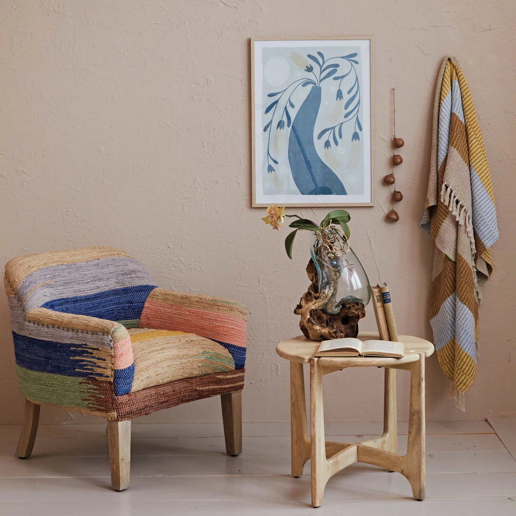 Glass Planter/Vase on Natural Wood Base - Large