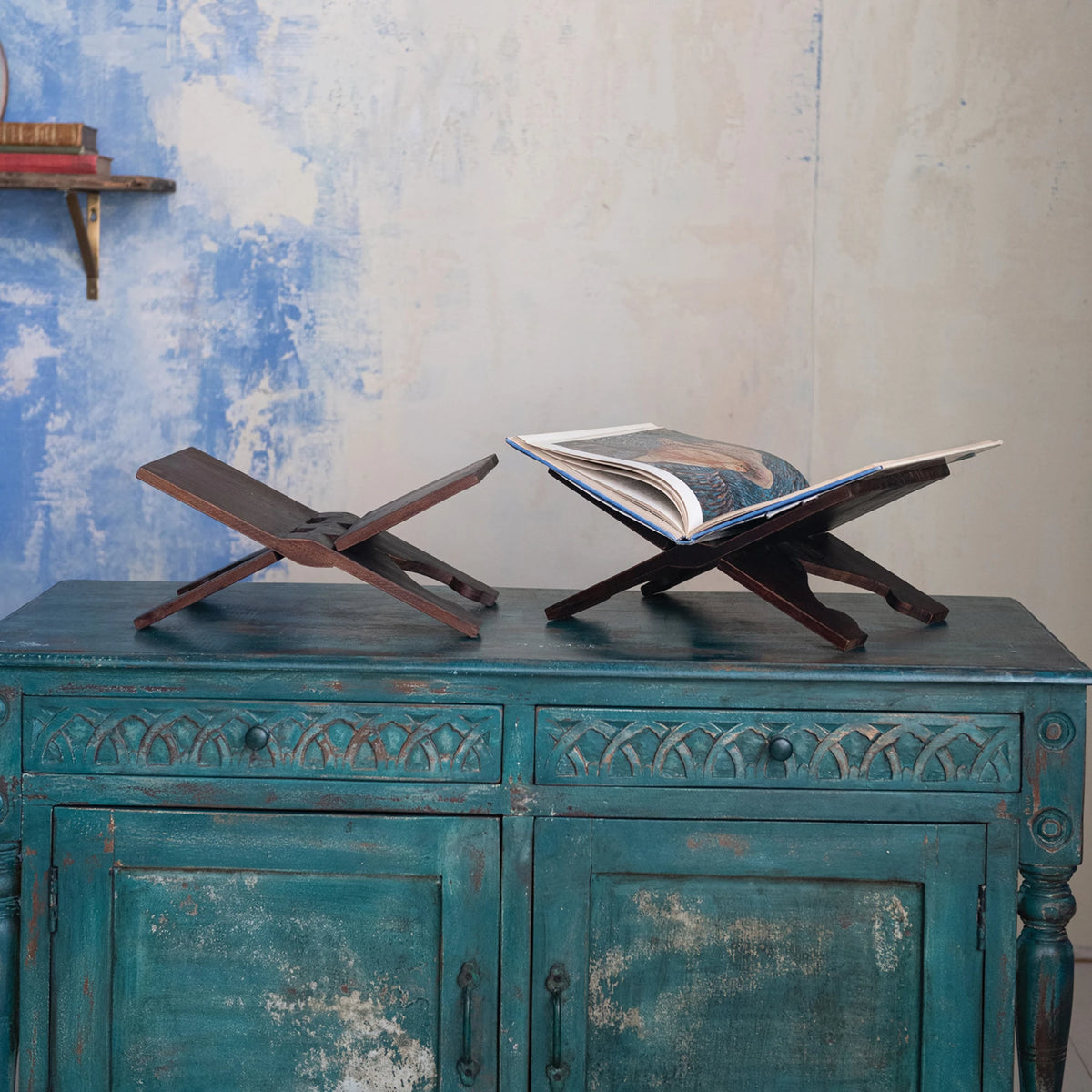 Reclaimed Wood Vintage Reproduction Oversized Folding Book Holder