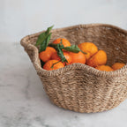 Woven Bankuan & Rattan Ruffled Basket