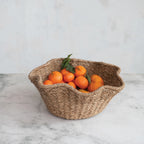 Woven Bankuan & Rattan Ruffled Basket