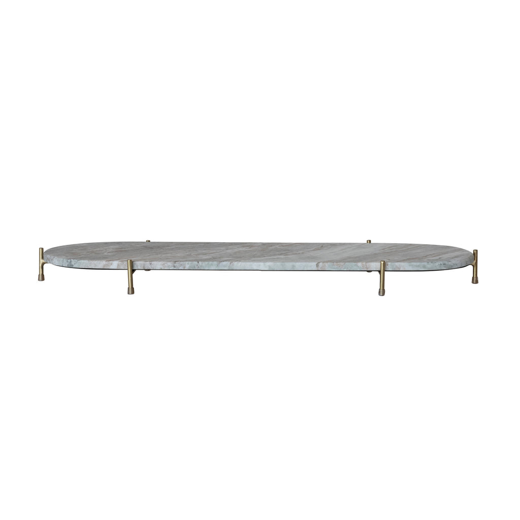 Oval Decorative Marble Tray with Stand