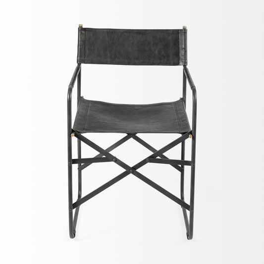 Foldable Iron & Leather Dining Chair