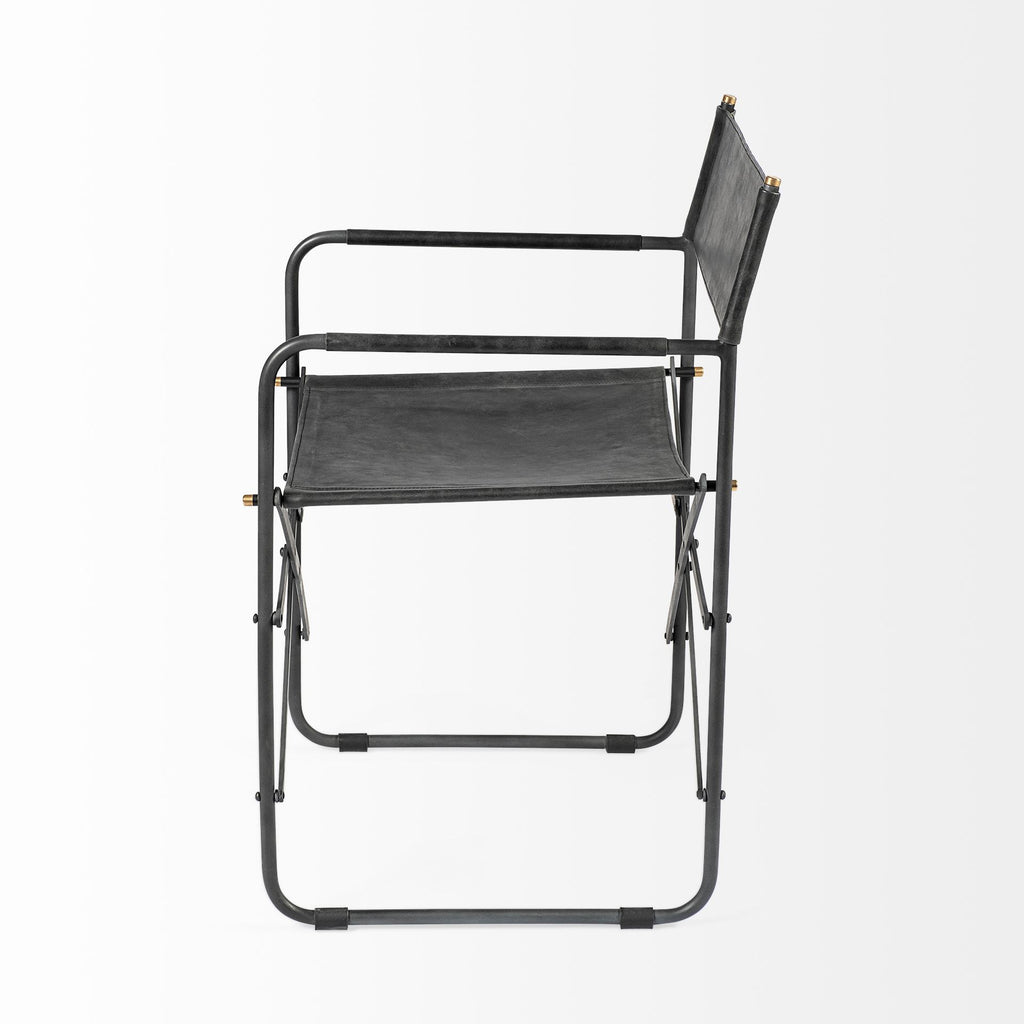 Foldable Iron & Leather Dining Chair