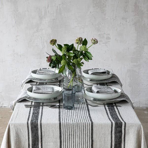 Linen Tablecloth Black Provence