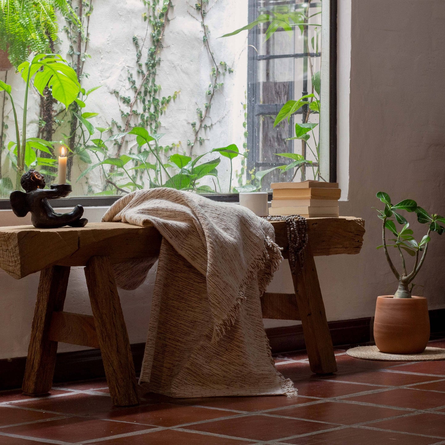 Matizado Handloomed Cotton Blanket — Sepia