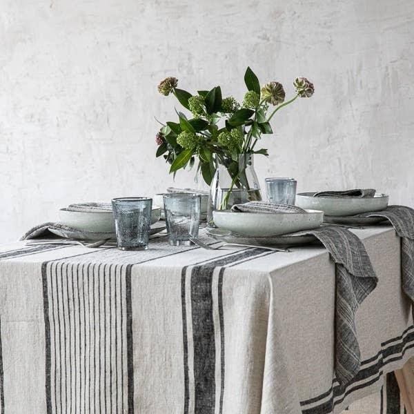 Linen Tablecloth Black Provence