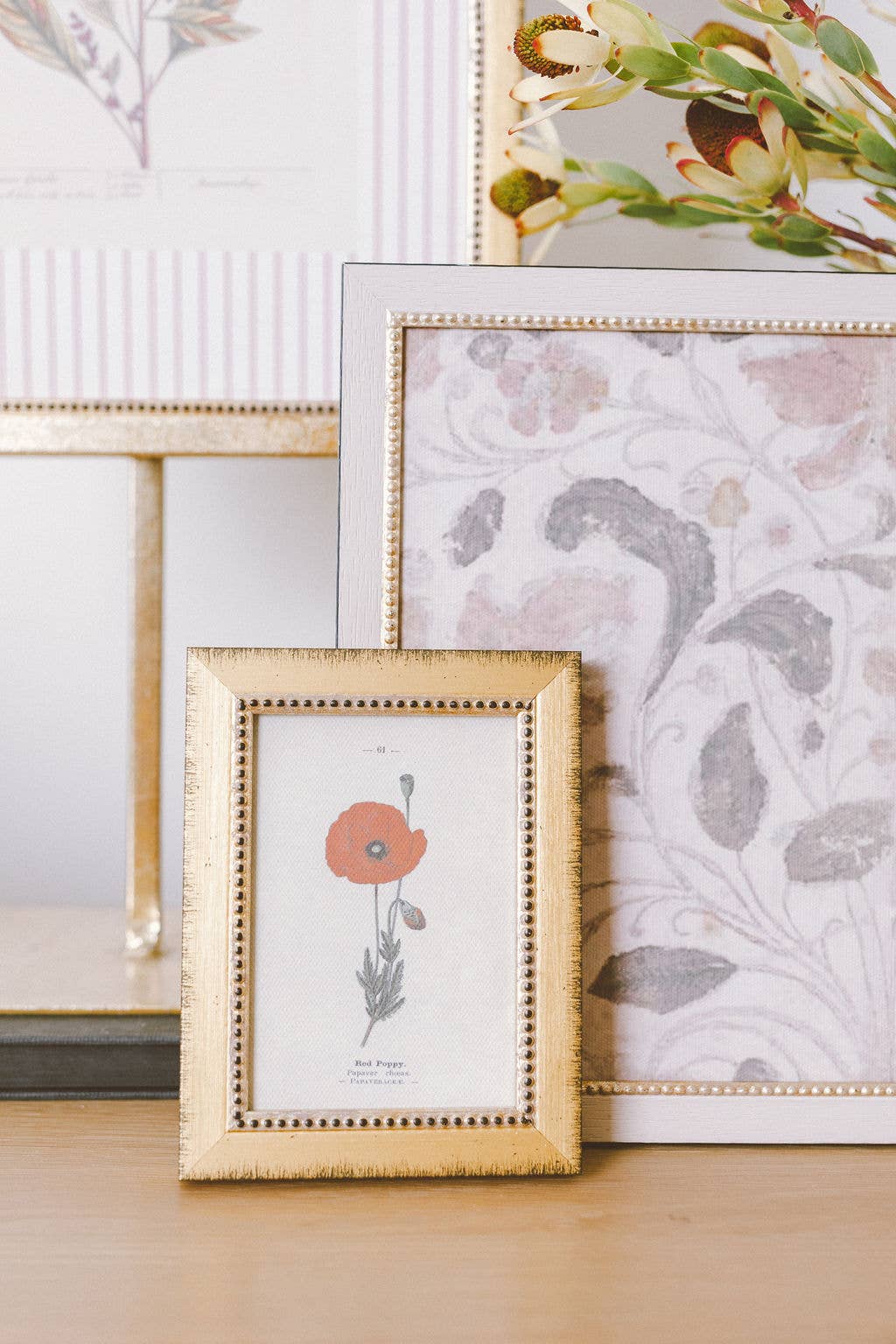 Red Poppy Framed Antique Art