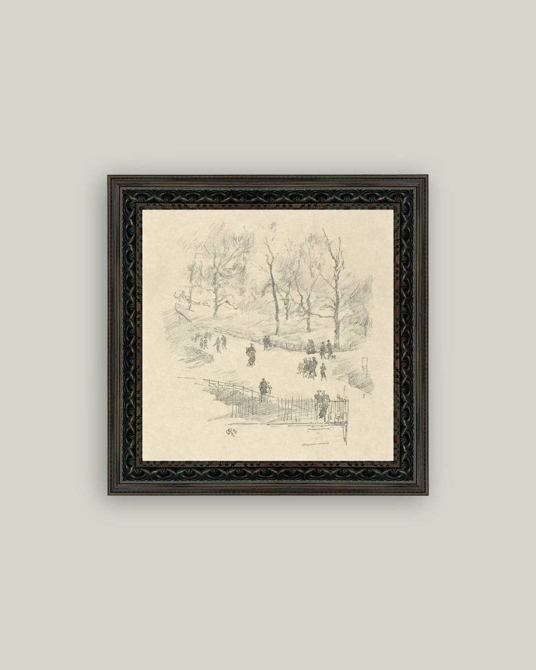 Kensington Gardens in Winter Framed Antique Art