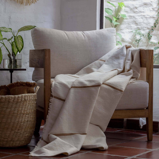 Olimpia Handloomed Cotton Bed Blanket — Leather