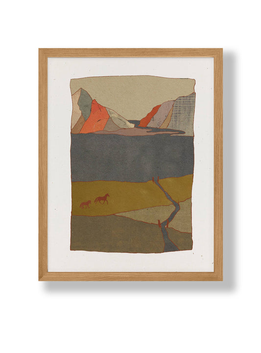 Galloping on Paper Scraps Art Print