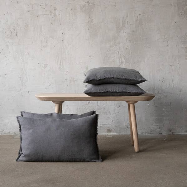 Linen Cushion Cover - Graphite Terra Fringe