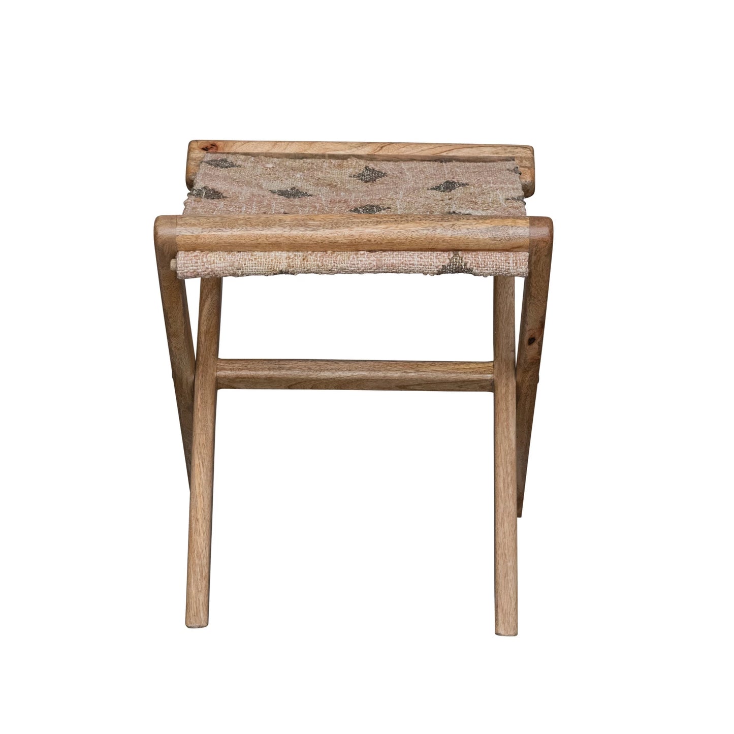 Mango Wood & Jute Kilim Folding Stool