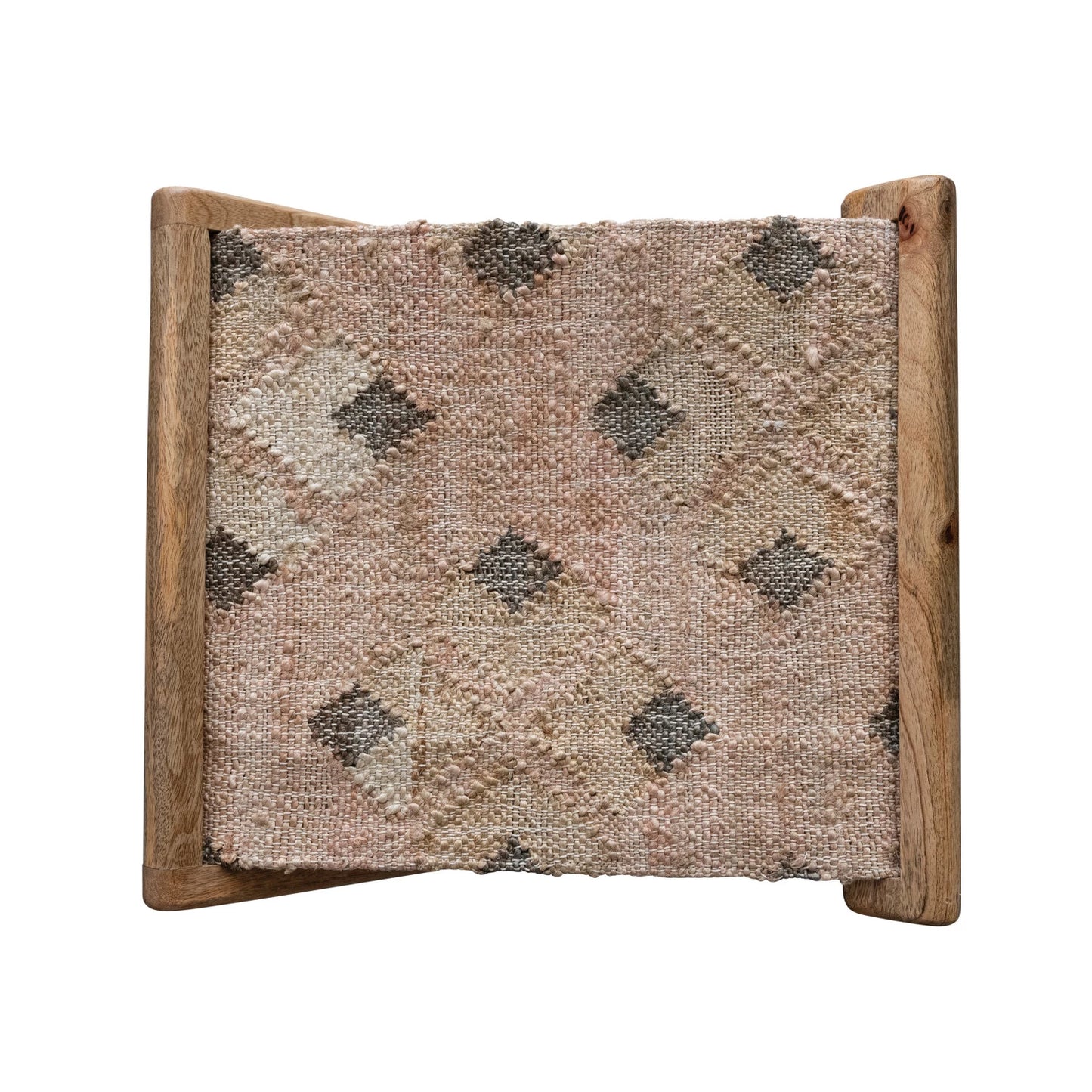 Mango Wood & Jute Kilim Folding Stool