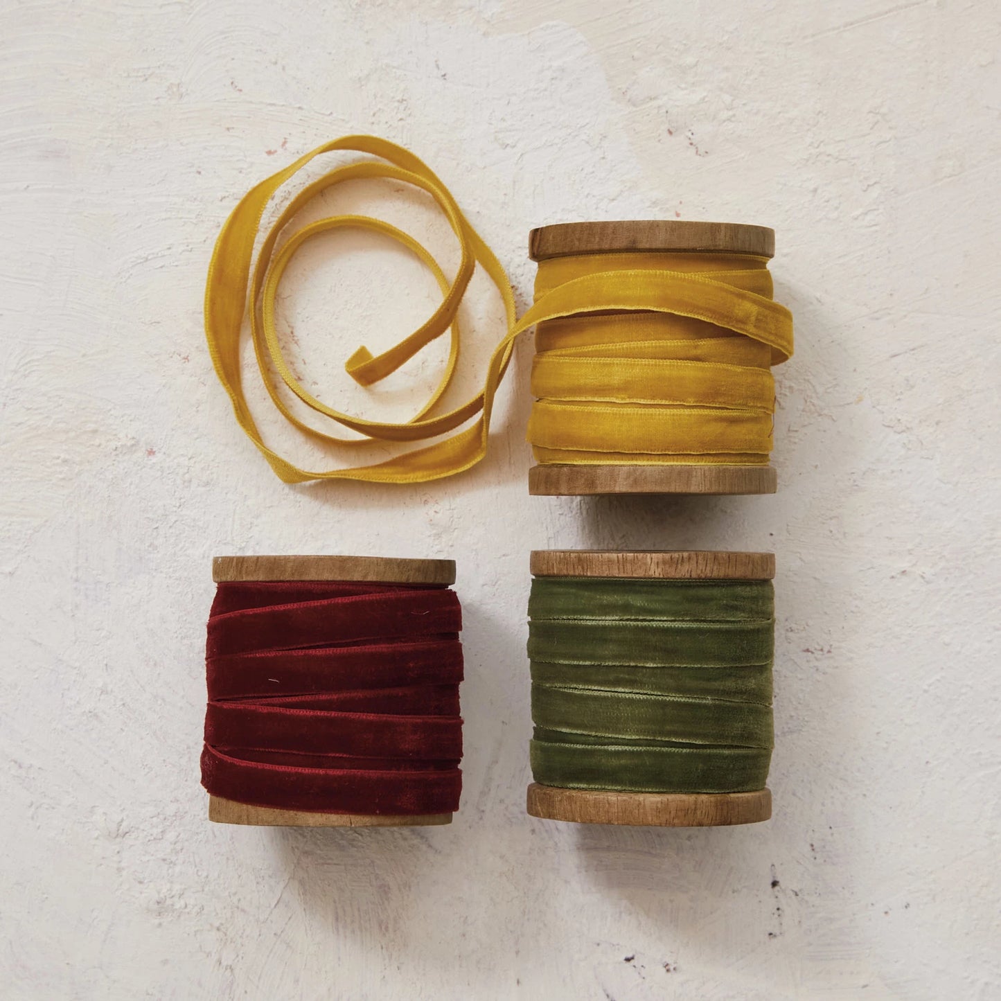 Vibrant Velvet Ribbon on Wood Spool - Assorted Colors