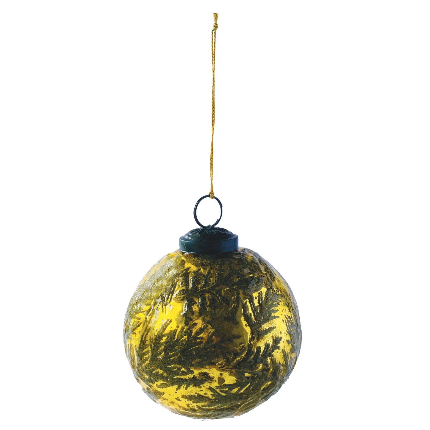 Gold & Cedar Recycled Glass Ball Ornament