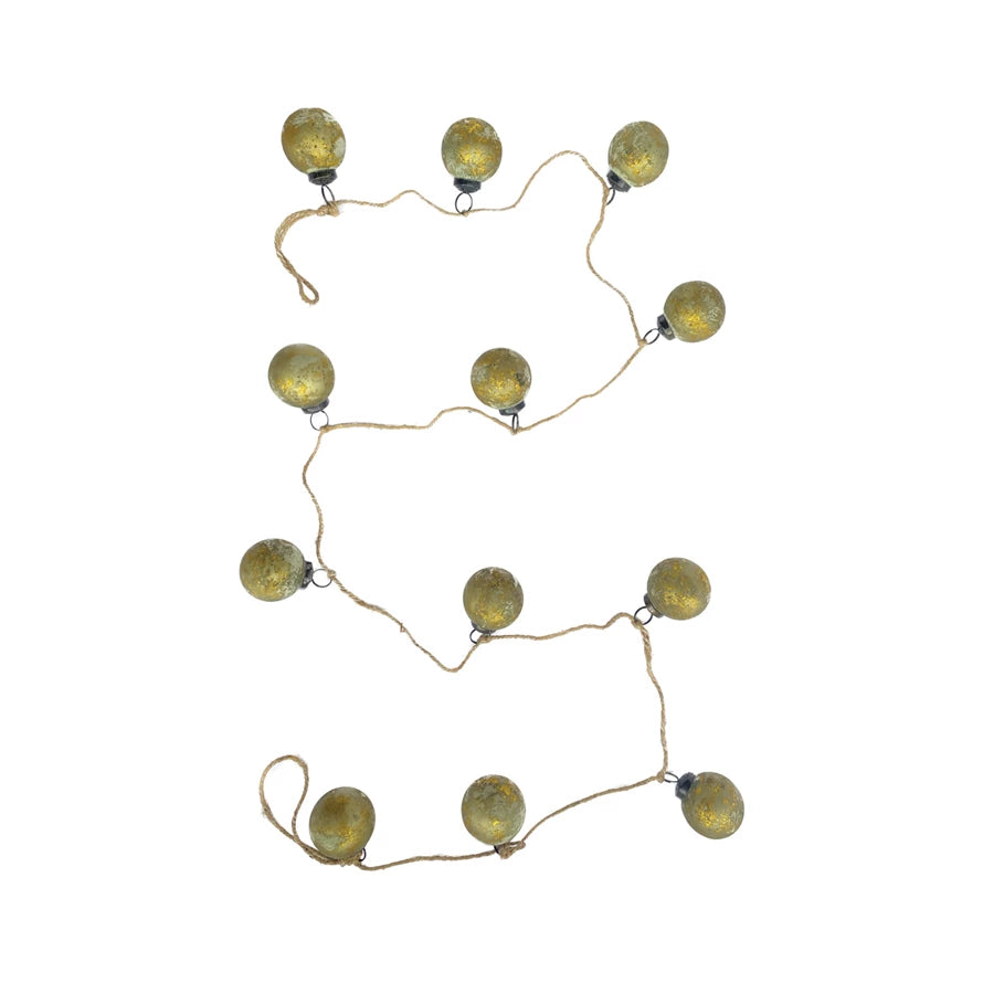 Olive and Gold Recycled Glass Ball Garland